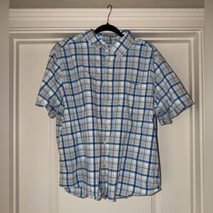 Goodfellow & Co Blue and White Plaid Short Sleeve Button-Down